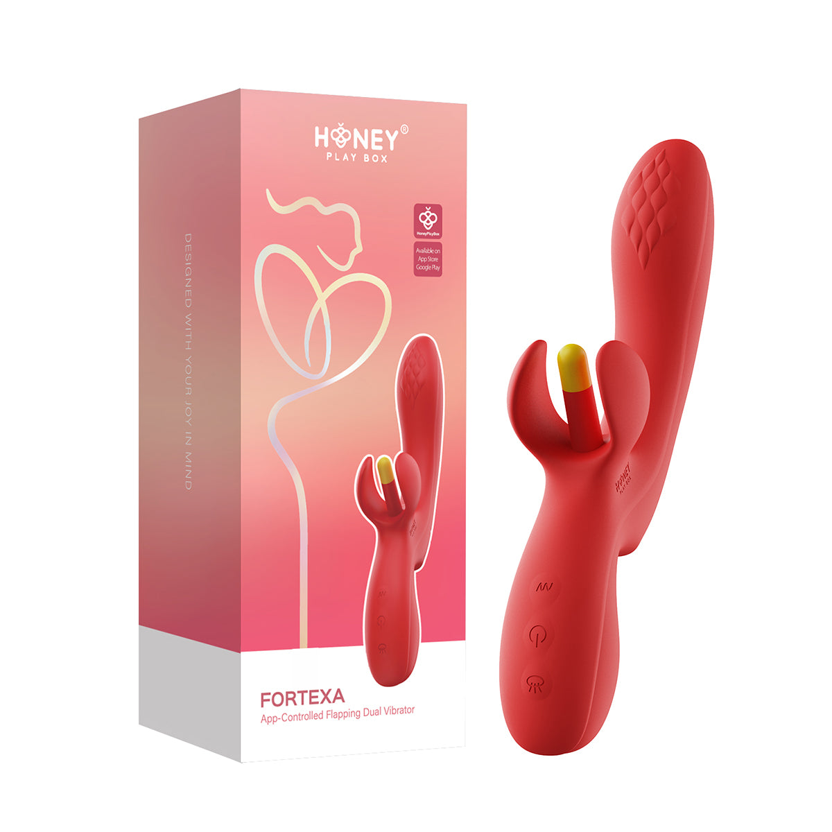 Honey Play Box Fortexa App-Controlled Kinky Finger Flapping Dual Stimulator Red