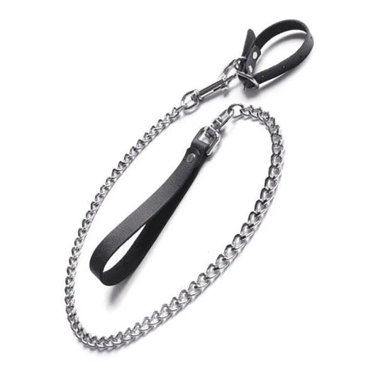 KL Buckling Cock Ring/Chain Leash Set