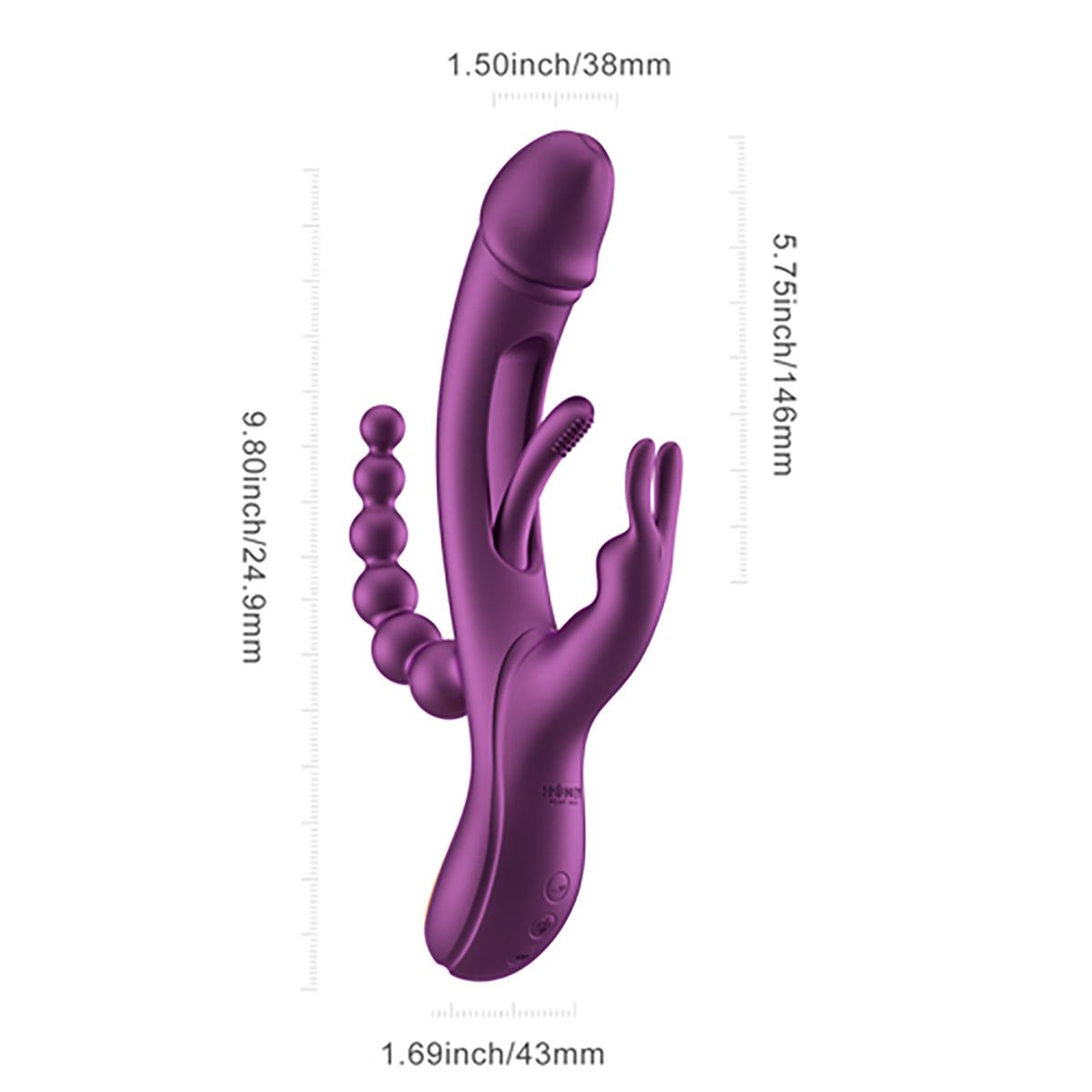 Honey Play Box Trilux Kinky Finger Rabbit Vibrator with Anal Beads Purple