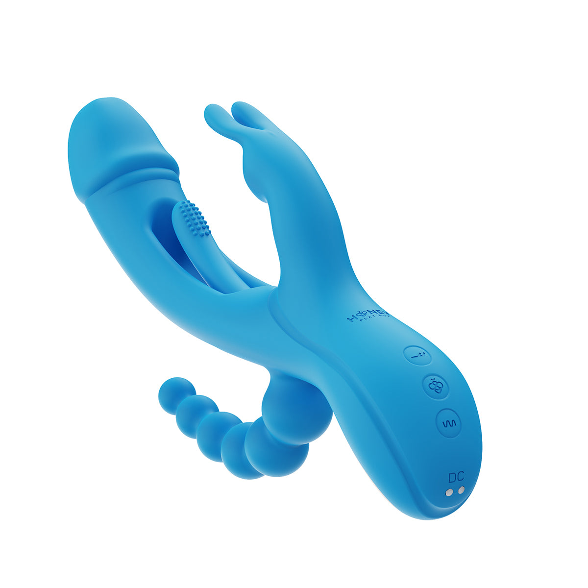 Honey Play Box Trilux Kinky Finger Rabbit Vibrator with Anal Beads Blue