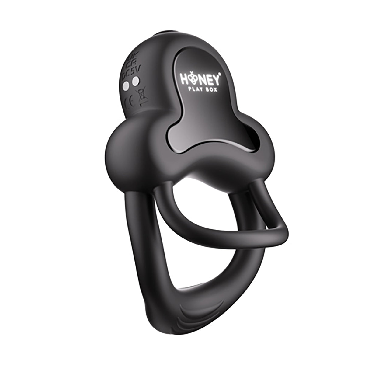 Honey Play Box Anello App-Controlled Vibrating Double Cock Ring with Clitoral Stimulator Black