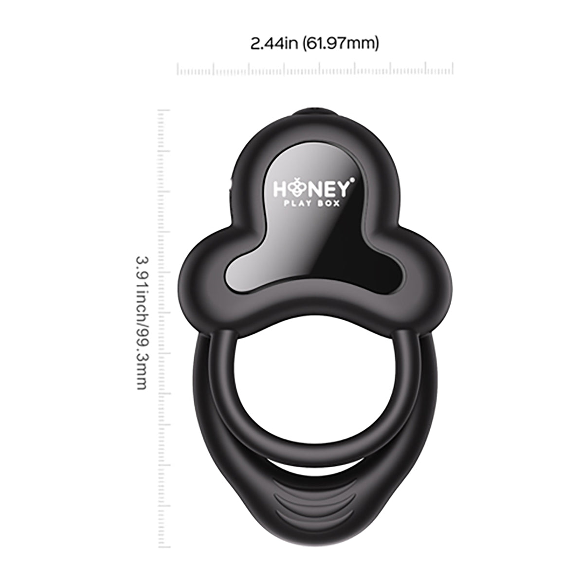 Honey Play Box Anello App-Controlled Vibrating Double Cock Ring with Clitoral Stimulator Black