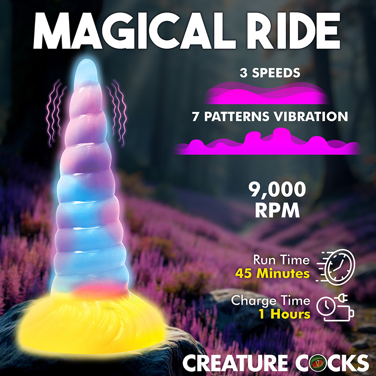 Creature Cocks Unicorn GITD Vib Dildo