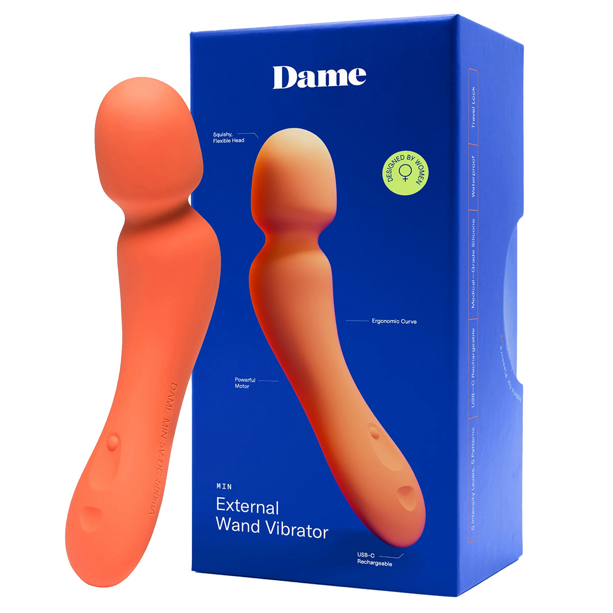Dame Min Mini Wand Vibrator Papaya