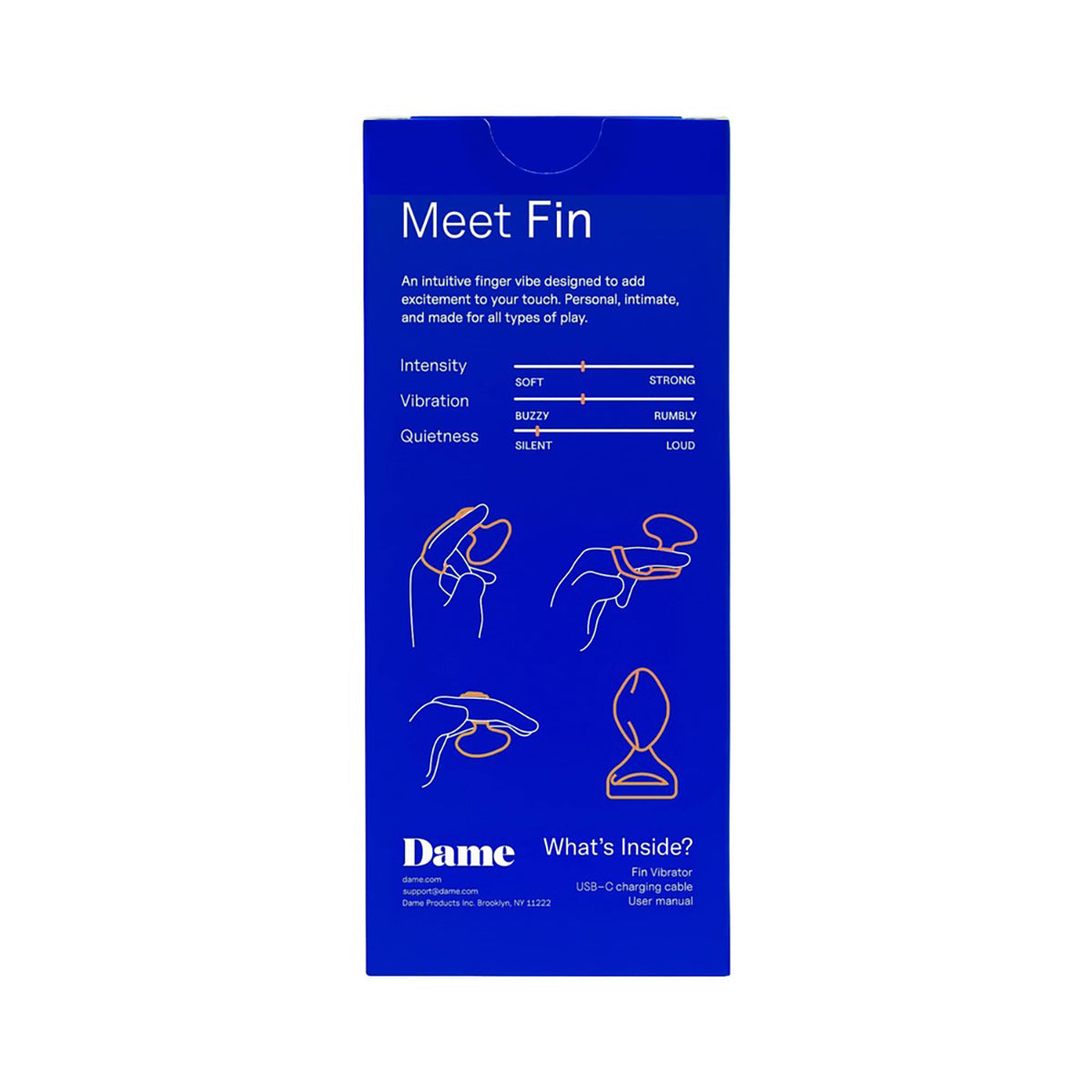 Dame Fin 2.0 Finger Vibrator Citrus