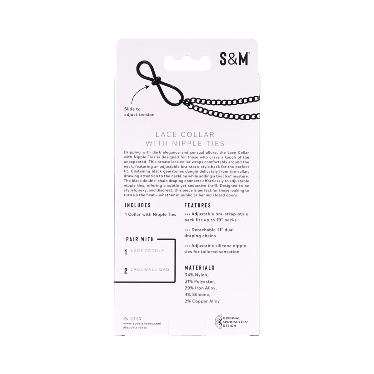 Sportsheets Sex & Mischief Lace Collar with Nipple Ties